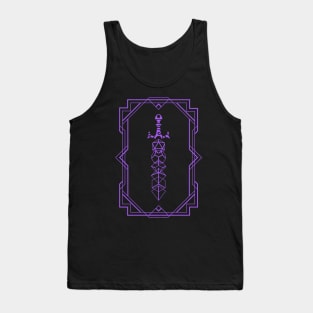 Purple Framed Vintage Polyhedral Dice Set Sword Tank Top